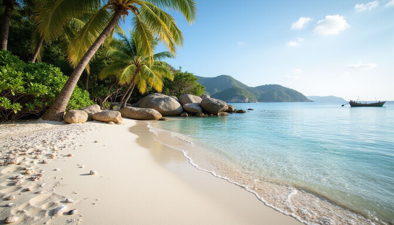 Una playa caribeña prístina con aguas cristalinas y una belleza natural intacta.