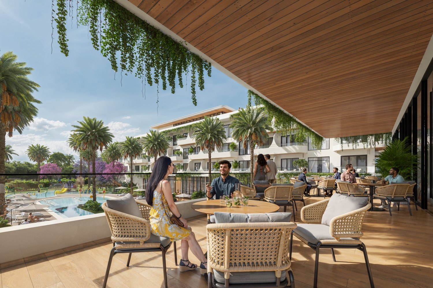La terraza en la azotea de NOMAD, parte de la residencia y su ingreso